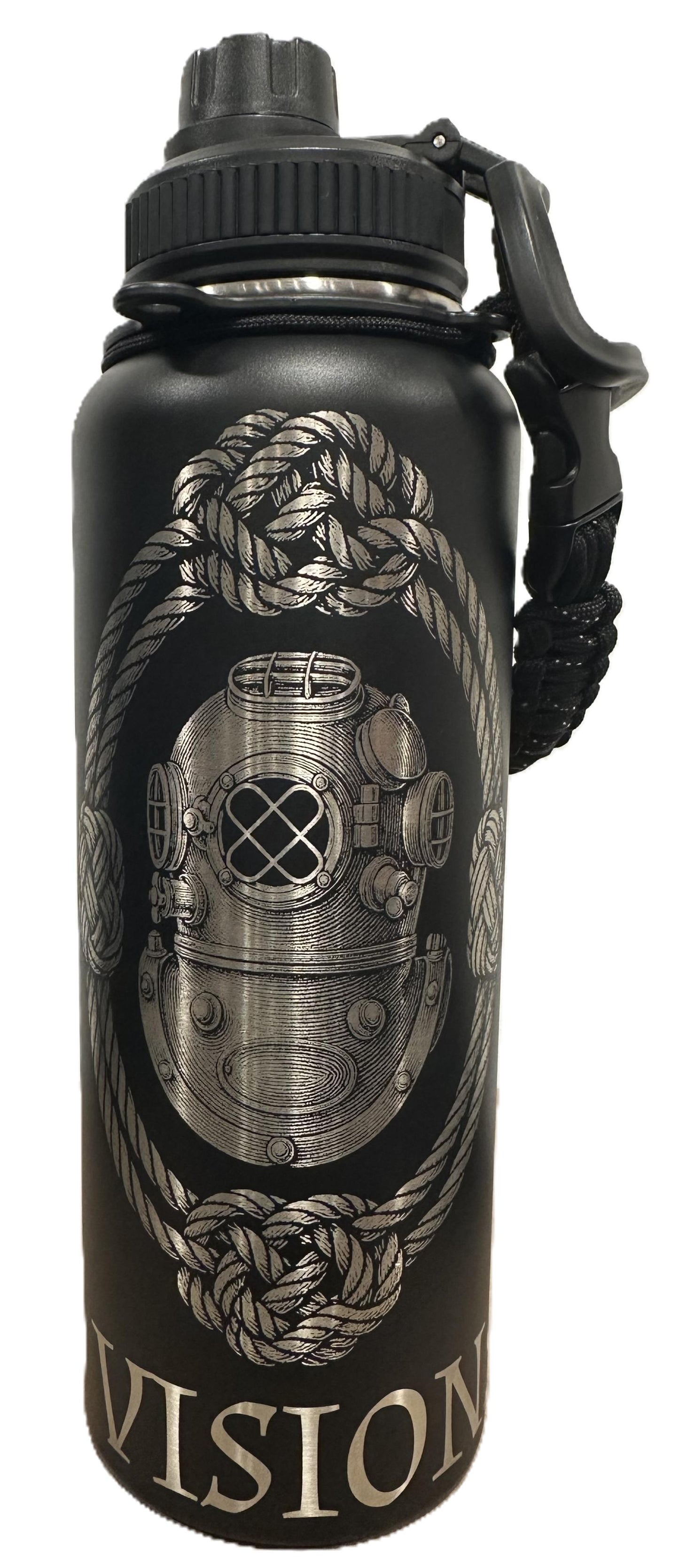 "You Can't Live on the Surface of Life, you have to DIVE IN" 40oz Stainless Steel Black Bottle Standard Powder-Coated Finish