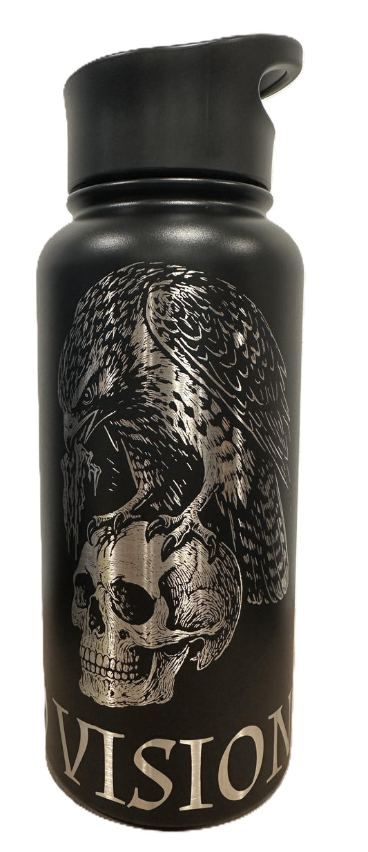 "Hawk send for Help!" 32oz Stainless Steel Bottle with a Standard Powder-Coated Finish