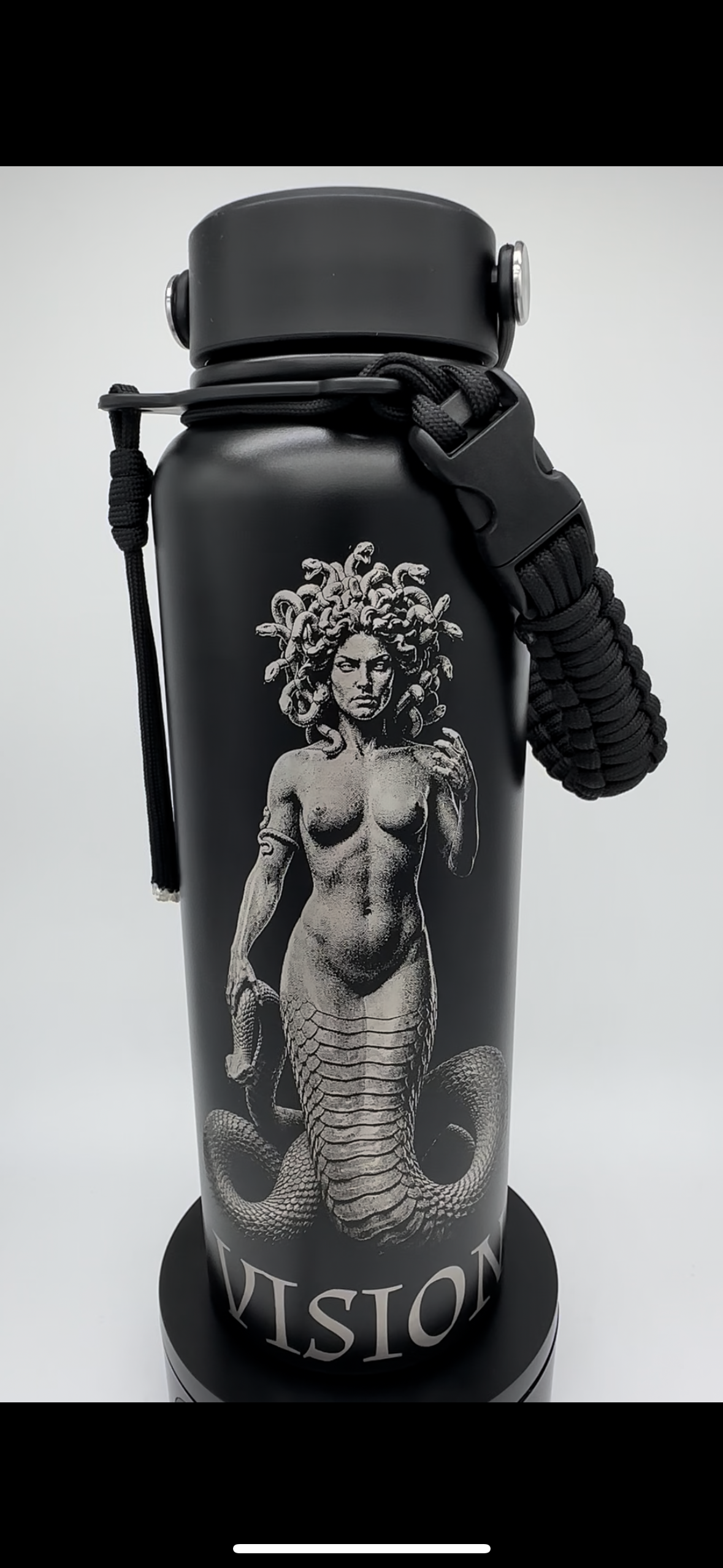 "My Eyes Are Up Here" 40 ounce Standard Powder-Coated Finish (Black)