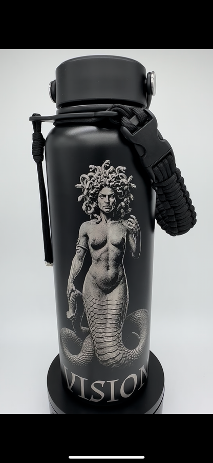 "My Eyes Are Up Here" 40 ounce Standard Powder-Coated Finish (Black)