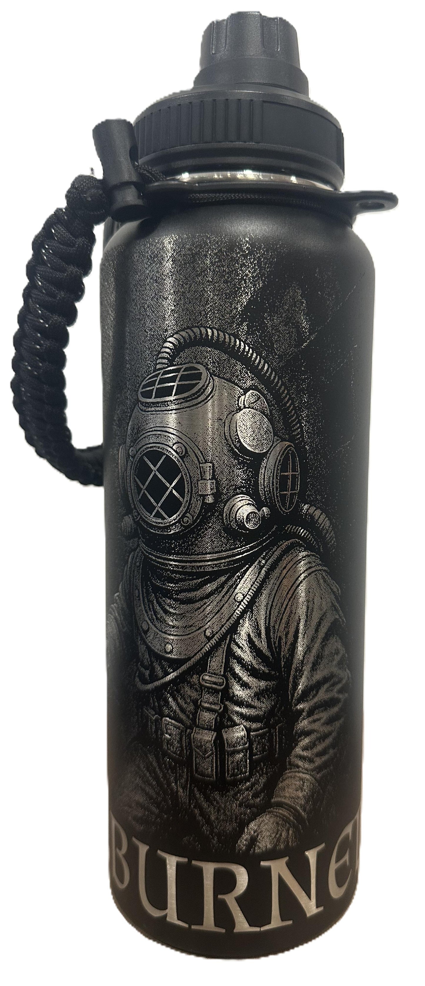 "Been there Done that" 40oz Stainless Steel Black Bottle Standard Powder-Coated Finish