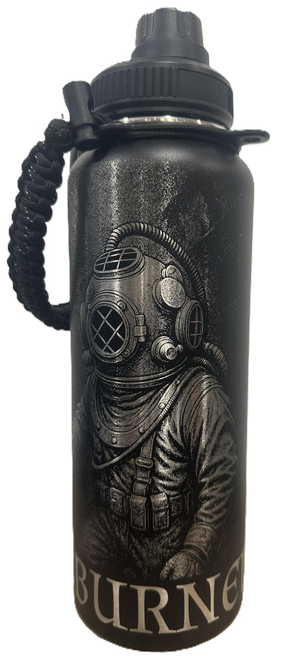 "Been there Done that" 40oz Stainless Steel Black Bottle Standard Powder-Coated Finish