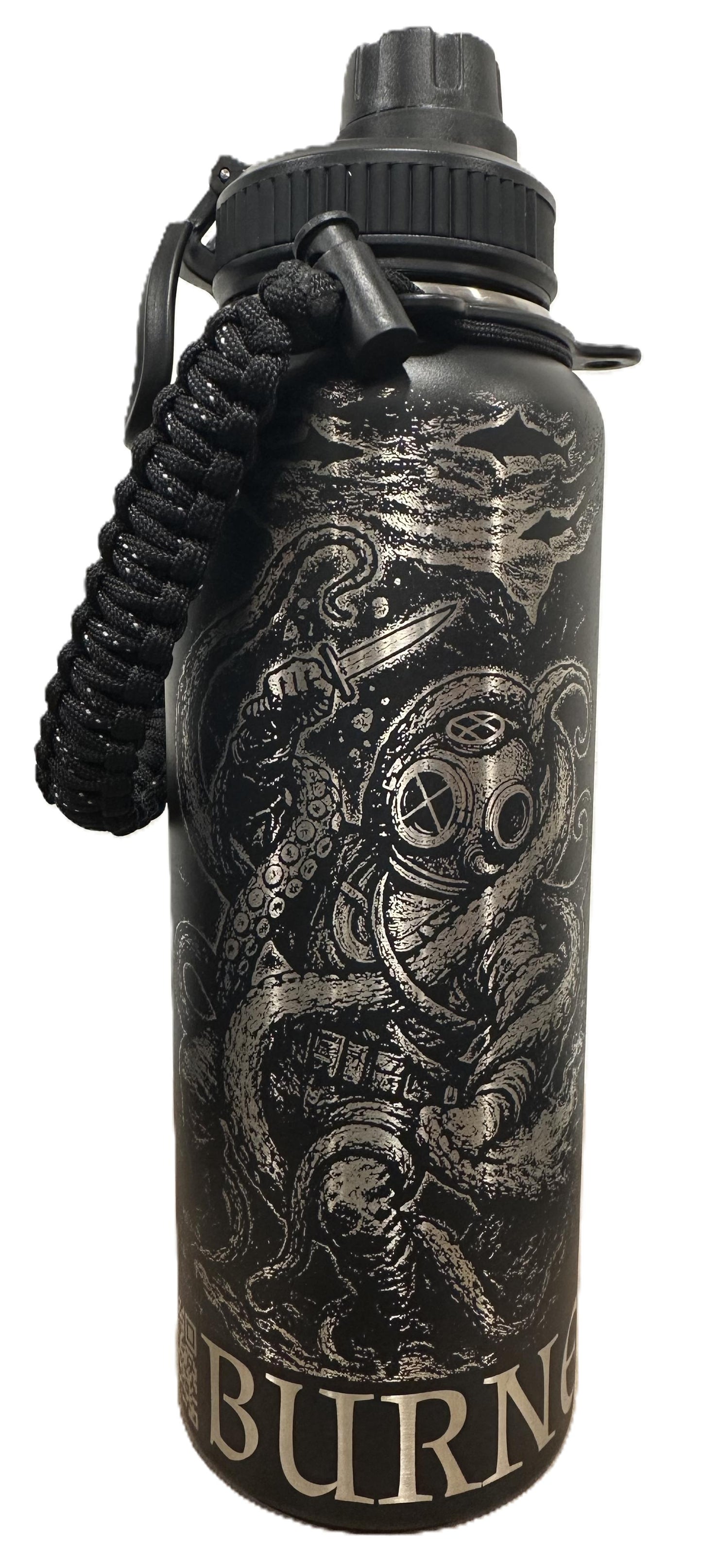 "You Can't Live on the Surface of Life, you have to DIVE IN" 40oz Stainless Steel Black Bottle Standard Powder-Coated Finish