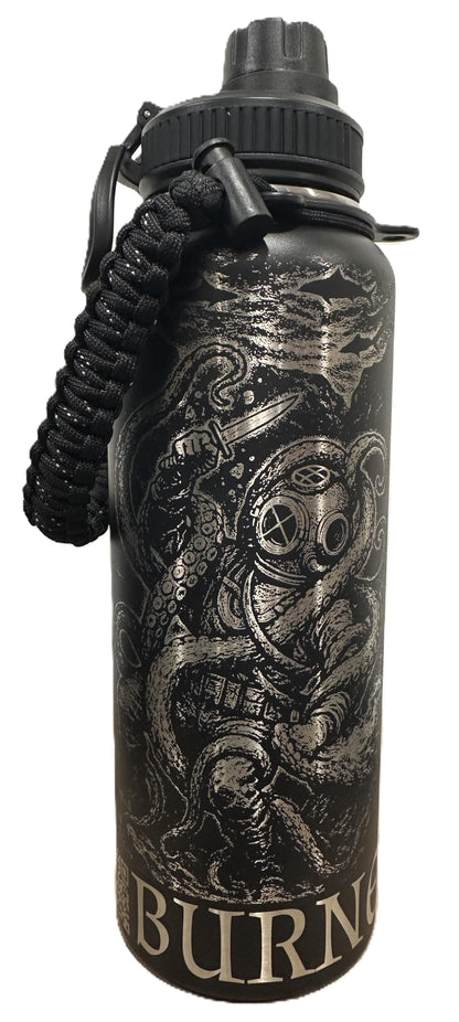 "You Can't Live on the Surface of Life, you have to DIVE IN" 40oz Stainless Steel Black Bottle Standard Powder-Coated Finish