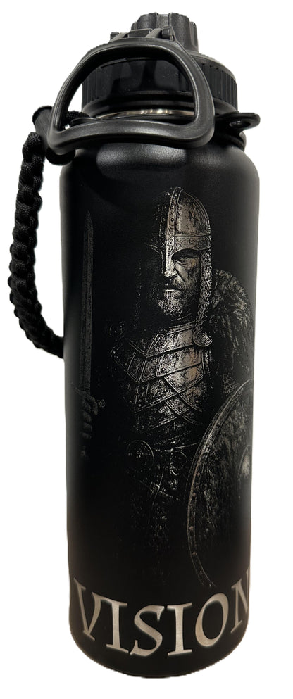 "Who goes there in the Night" 40oz Stainless Steel Black Bottle Standard Powder-Coated Finish