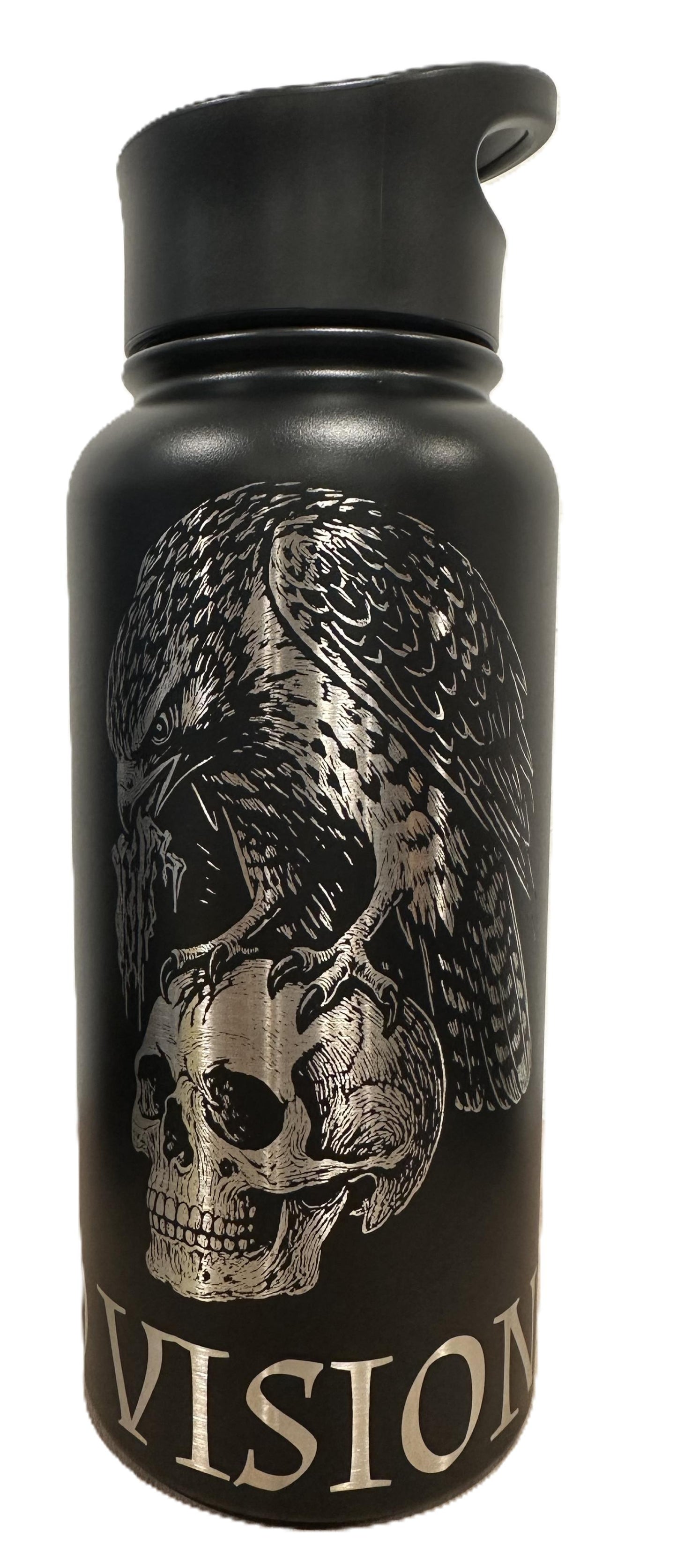 "Hawk send for Help!" 32oz Stainless Steel Bottle with a Standard Powder-Coated Finish