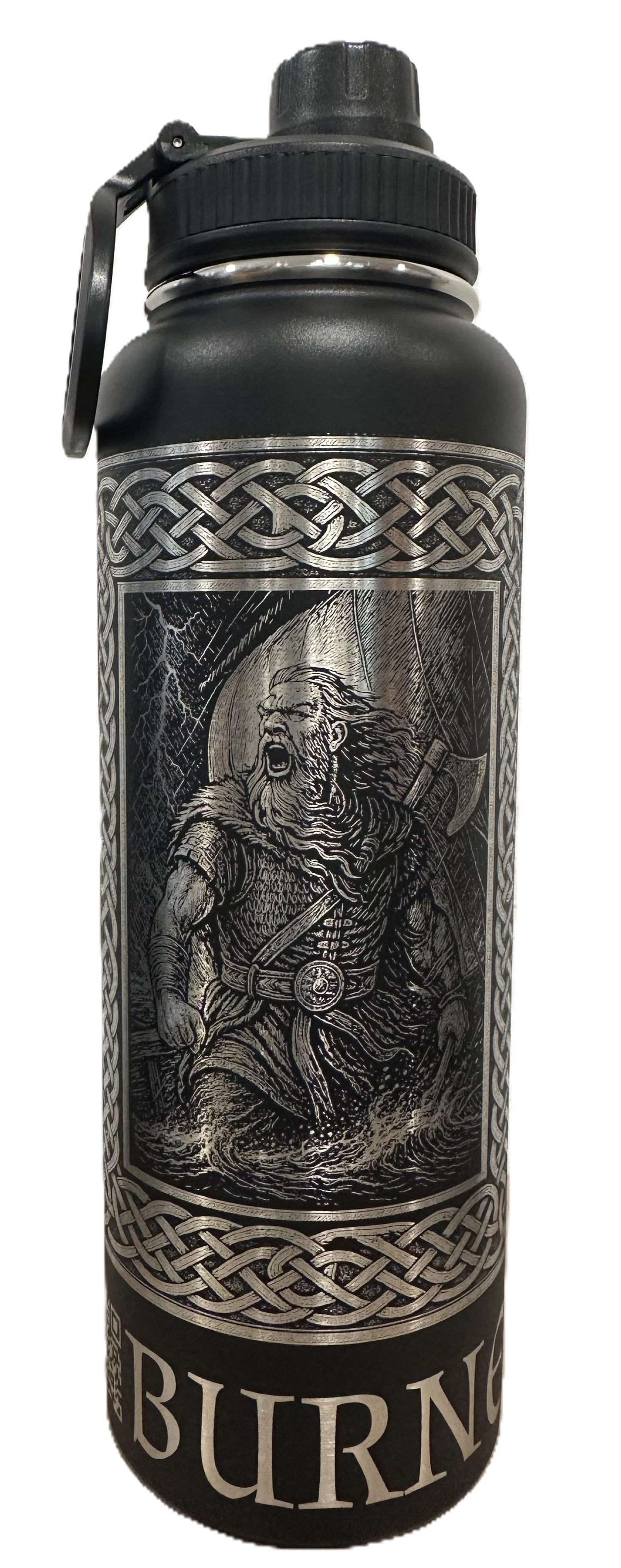 "Hawk send for Help!" 40oz Stainless Steel Black Bottle Standard Powder-Coated Finish