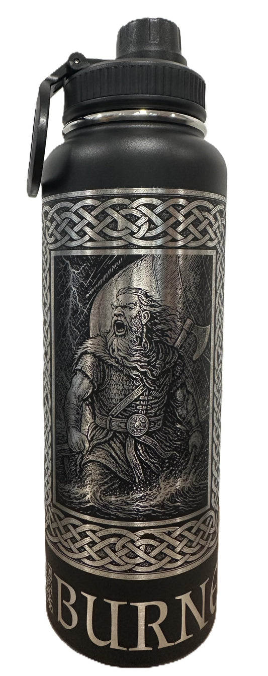 "Hawk send for Help!" 40oz Stainless Steel Black Bottle Standard Powder-Coated Finish