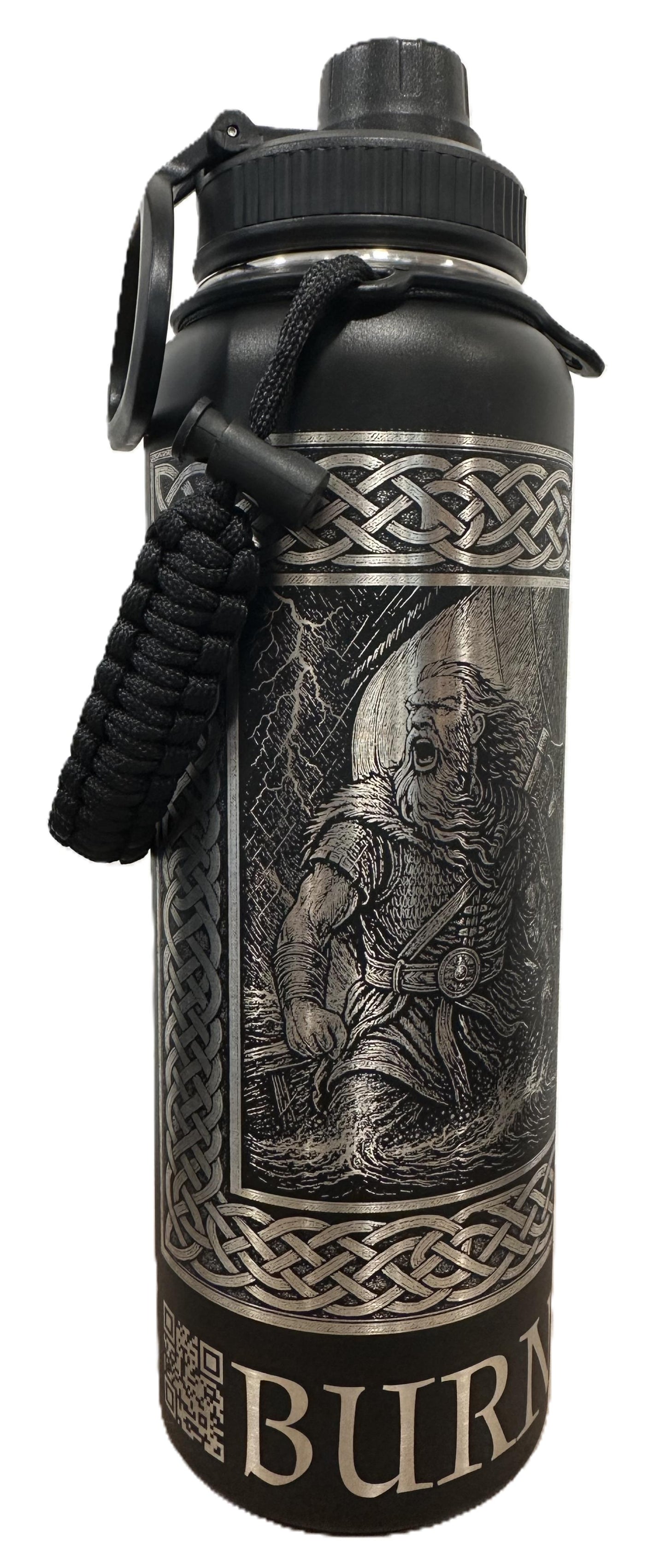 "Hawk send for Help!" 40oz Stainless Steel Black Bottle Standard Powder-Coated Finish