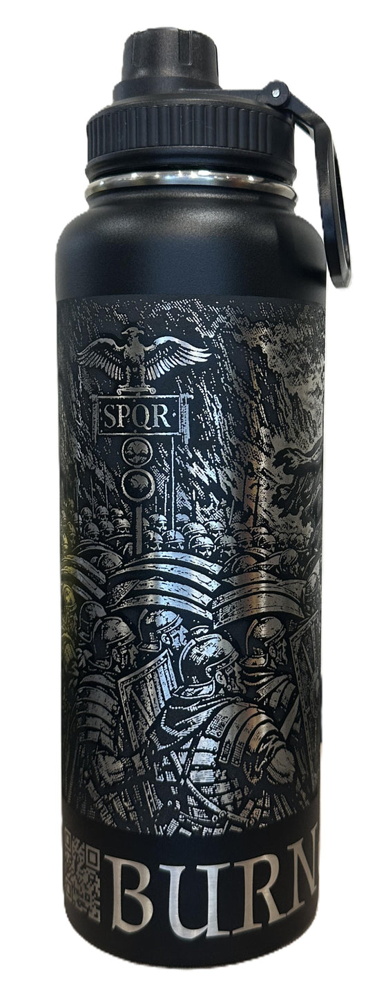 "Villari" 40oz Stainless Steel Black Bottle Standard Powder-Coated Finish