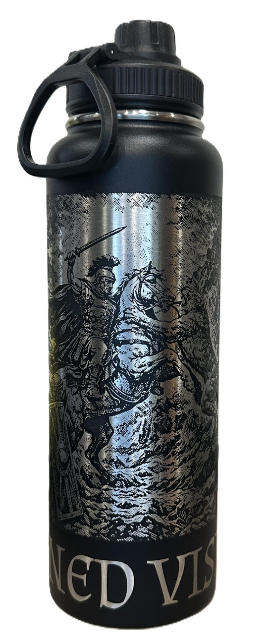 "Villari" 40oz Stainless Steel Black Bottle Standard Powder-Coated Finish