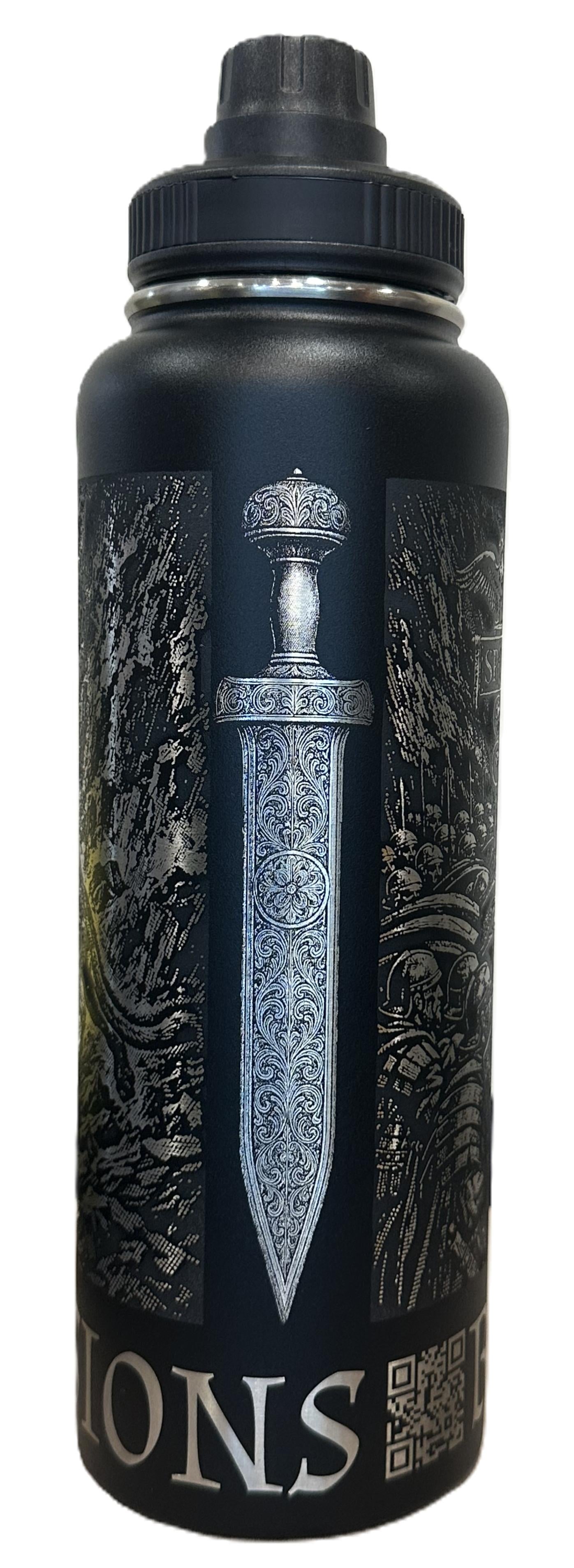 "Villari" 40oz Stainless Steel Black Bottle Standard Powder-Coated Finish
