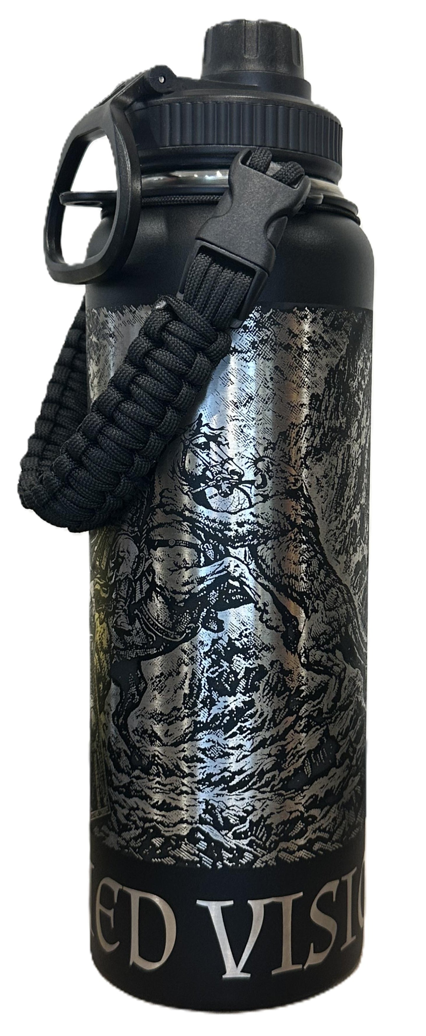 "Villari" 40oz Stainless Steel Black Bottle Standard Powder-Coated Finish
